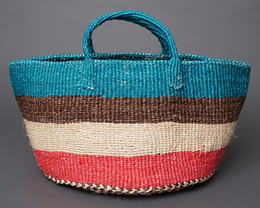 ケニア　サイザルバッグ　ミックスカラー　12インチ　No.10