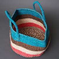 ケニア　サイザルバッグ　ミックスカラー　12インチ　No.10