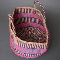 ケニア　サイザルバッグ　ミックスカラー　12インチ　No.11