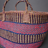 ケニア　サイザルバッグ　ミックスカラー　12インチ　No.11