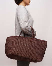ケニア　サイザルバッグ　ワイド　Lサイズ　(ダークブラウン)
