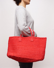 ケニア　サイザルバッグ　ワイド　Lサイズ　(レッド)