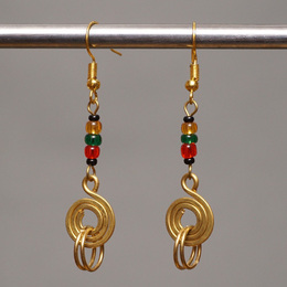 (ケニア)　　真鍮&ビーズ　ピアス　No.600-97