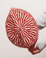 (ケニア)　サイザルバッグ　アクリル柄編み　10インチ　(ホワイト x 臙脂)　No.9