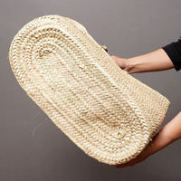 (モロッコ)　メディナバスケット　ブラックレザーハンドル　(L)