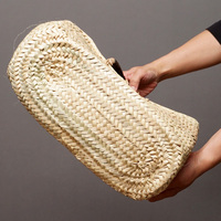 (モロッコ)　メディナバスケット　ブラックレザーハンドル　(S)