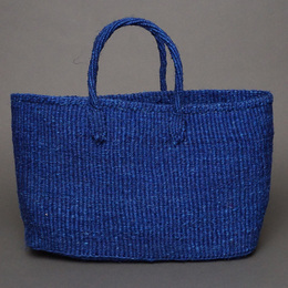 ケニア　サイザルバッグ　ワイド　Lサイズ　(ブルー)