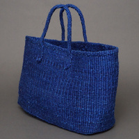 ケニア　サイザルバッグ　ワイド　Lサイズ　(ブルー)