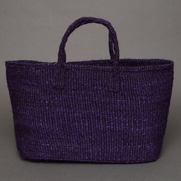 ケニア　サイザルバッグ　ワイド　Lサイズ　(ディープパープル)