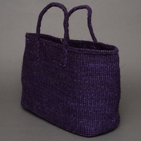 ケニア　サイザルバッグ　ワイド　Lサイズ　(ディープパープル)