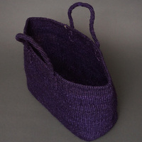 ケニア　サイザルバッグ　ワイド　Lサイズ　(ディープパープル)