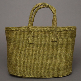 ケニア　サイザルバッグ　ワイド M　(カーキグリーン)