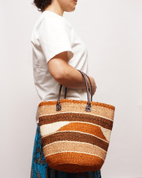 ケニア　サイザルバッグ　Mサイズ　伝統柄　No.15