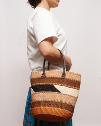 ケニア　サイザルバッグ　Mサイズ　伝統柄　No.16