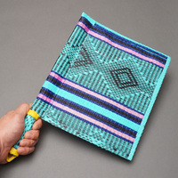 (セネガル)　プラスチック　カラーうちわ　ミントブルー