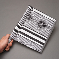 (セネガル)　プラスチック　カラーうちわ　ホワイトxブラック