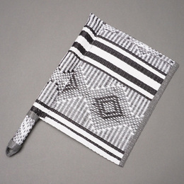 (セネガル)　プラスチック　カラーうちわ　ホワイトxブラック