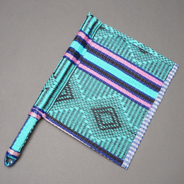 (セネガル)　プラスチック　カラーうちわ　ミントブルー