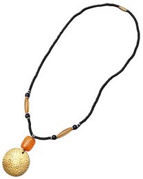 (ケニア)　真鍮プレート&メビーズ　ネックレス　 No.226