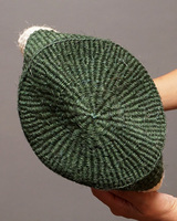 ケニア　サイザルバッグ　8インチ　(ホワイトxモスグリーン)