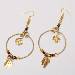 (ケニア)　　真鍮&ビーズ　ピアス　No.600-68