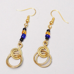 (ケニア)　　真鍮&ビーズ　ピアス　No.600-67