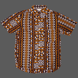 (マリ)　アフリカンワックス　シャツ　半袖　Mサイズ No.4