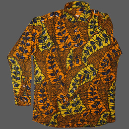 (マリ)　アフリカンワックス　シャツ　長袖　Mサイズ No.3