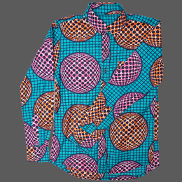 (マリ)　アフリカンワックス　シャツ　長袖　Sサイズ No.6