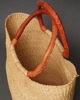 (ブルキナファソ)　猫耳マルシェバスケット　無地　(L)　No.7