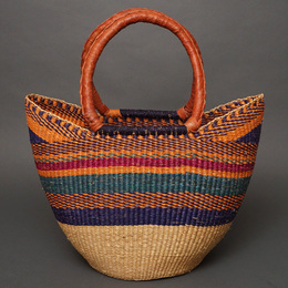 (ブルキナファソ)　猫耳マルシェバスケット　カラー　(L)　No.3