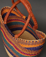 (ブルキナファソ)　猫耳マルシェバスケット　カラー　(L)　No.3