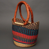 (ブルキナファソ)　猫耳マルシェバスケット　カラー　(M)　No.11