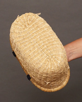 (ブルキナファソ)　楕円マルシェバスケット　ブラックレザー　無地　(S)　No.6