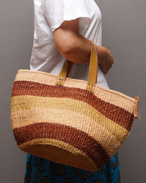 ケニア　ボーダーカラー　サイザルバッグ　10インチ　No,4