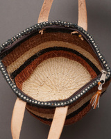 ケニア　ボーダーカラー　サイザルバッグ　8インチ　No,5