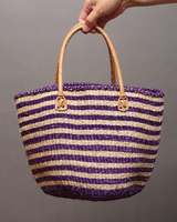 ケニア　サイザルバッグ　8インチ　レザーショートハンドル　No.14