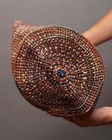 ケニア　サイザルバッグ　8インチ　レザーレース　No.9