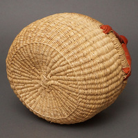 (ブルキナファソ)　半球マルシェバスケット　ブラウンレザー　無地　(S)　No.7