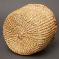 (ブルキナファソ)　半球マルシェバスケット　ブラウンレザー　無地　(S)　No.9