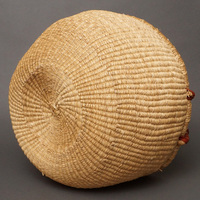 (ブルキナファソ)　半球マルシェバスケット　ブラウンレザー　無地　(L)　No.7