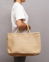 ケニア　サイザルバッグ　ワイド　Lサイズ　(ベージュ)