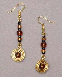 (ケニア)　　真鍮&ブラウンクリアビーズ　ピアス　No.900-7