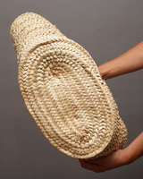 (モロッコ)　マルシェバスケット　ブラウンレザーハンドル　(LL)