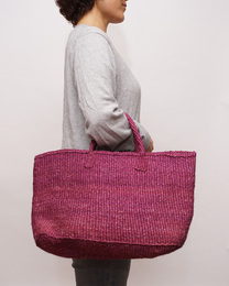 ケニア　サイザルバッグ　ワイド　Lサイズ　(モーブピンク)