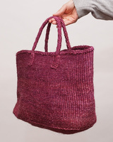 ケニア　サイザルバッグ　ワイド　Lサイズ　(モーブピンク)