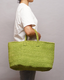 ケニア　サイザルバッグ　ワイド　Lサイズ　(黄緑)