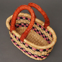 (ブルキナファソ)　楕円マルシェバスケット　(S)　No.3