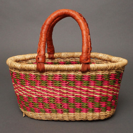 (ブルキナファソ)　楕円マルシェバスケット　(M小さめ)　No.12