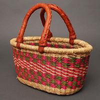(ブルキナファソ)　楕円マルシェバスケット　(M小さめ)　No.12